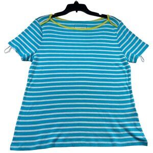 Charter Club Shirt Womens size Large Blue White Striped Supima Cotton New